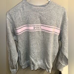 PINK Victoria's Secret Heather Gray and Pink Crew Neck Size XS